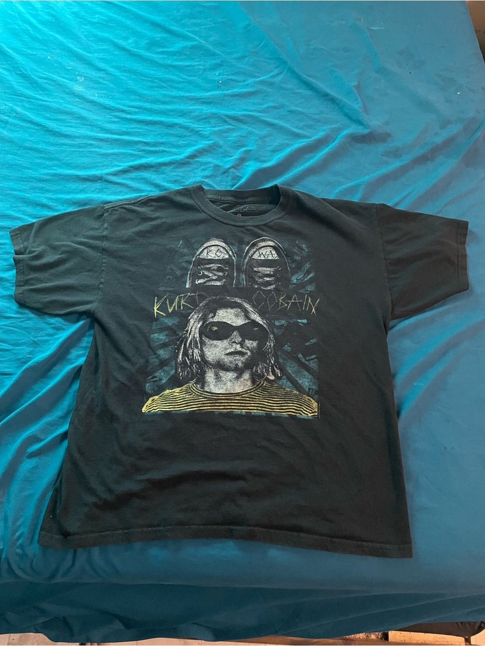 Black Graphic Band Tee with Yellow Accent - Men's Shirt